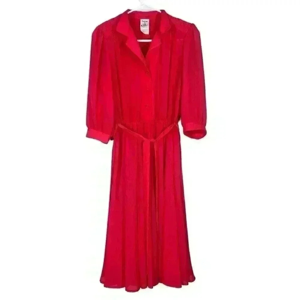 Petites By Willi Womens belted Pink Dress Fit & Flare Size‎ 6 Vintage